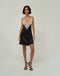 AGNI SILK-SATIN MINI DRESS WITH CHANTILLY LACE